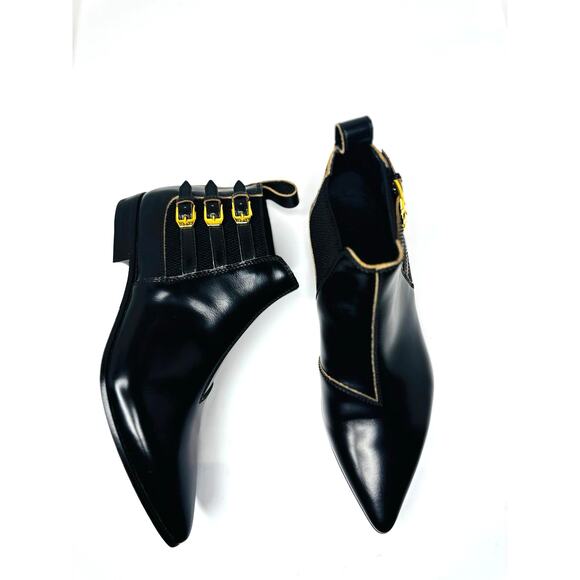 Gucci Black Quebec Leather Ankle Boot black Designer Booties W/box size 5 / US 8 - Picture 1 of 13